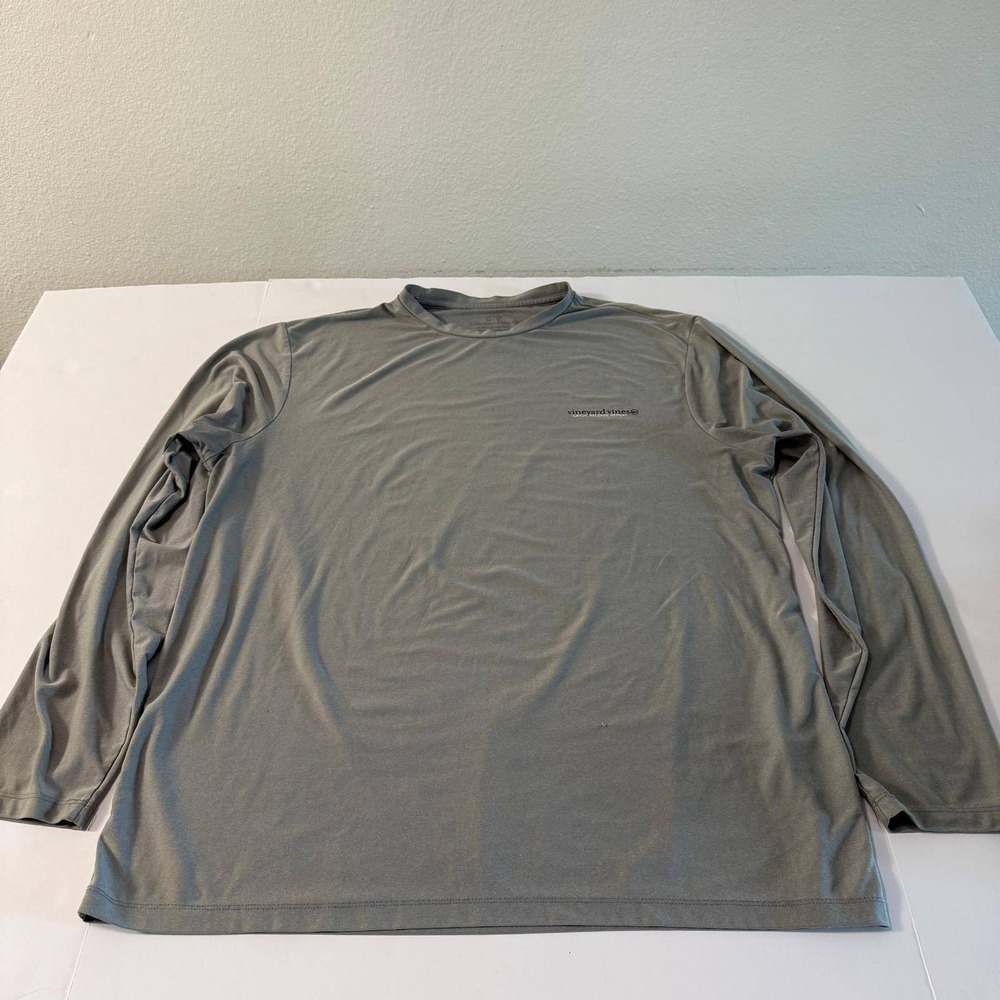 Vineyard Vines Performance Mens Gray Long Sleeve Fishing Shirt Catch Release L